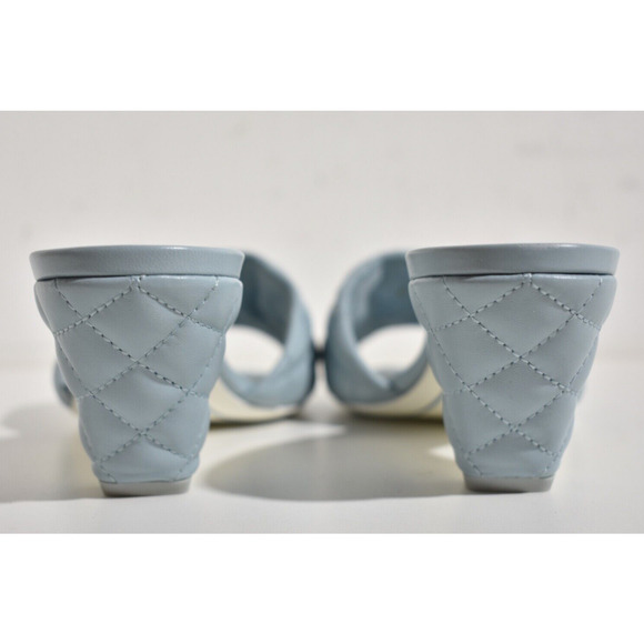 Chanel 22P Blue Lambskin Quilted CC Gold Logo Cone Heel Mule Slide Sandal 41.5 - Picture 11 of 12
